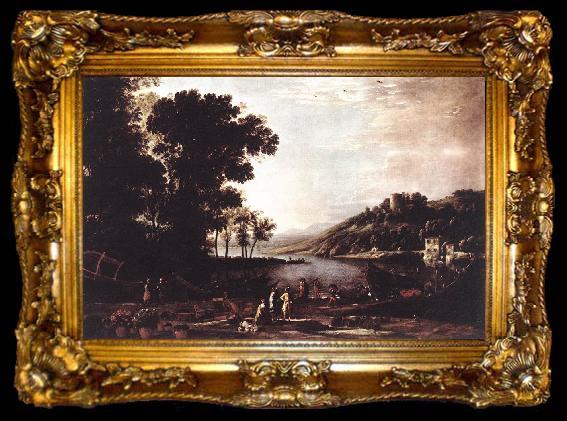 framed  Claude Lorrain Landscape with Merchants sdfg, ta009-2